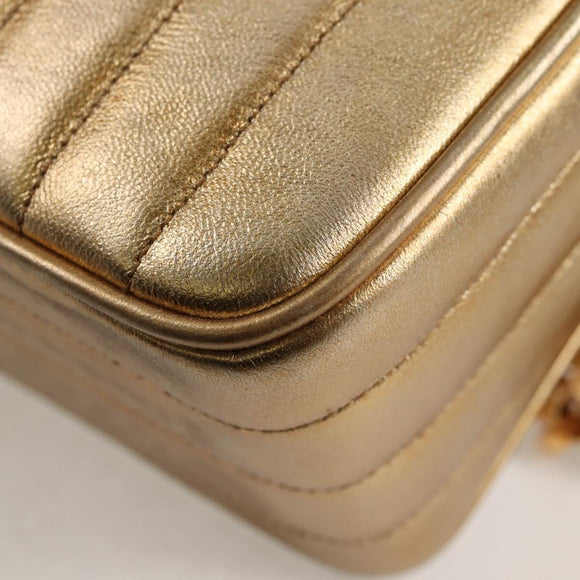 CHANEL Matelasse Chain Shoulder Bag Lamb Skin Red Gold CC Auth 134958V