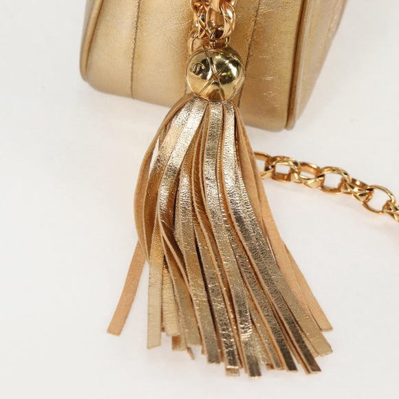 CHANEL Matelasse Chain Shoulder Bag Lamb Skin Red Gold CC Auth 134958V