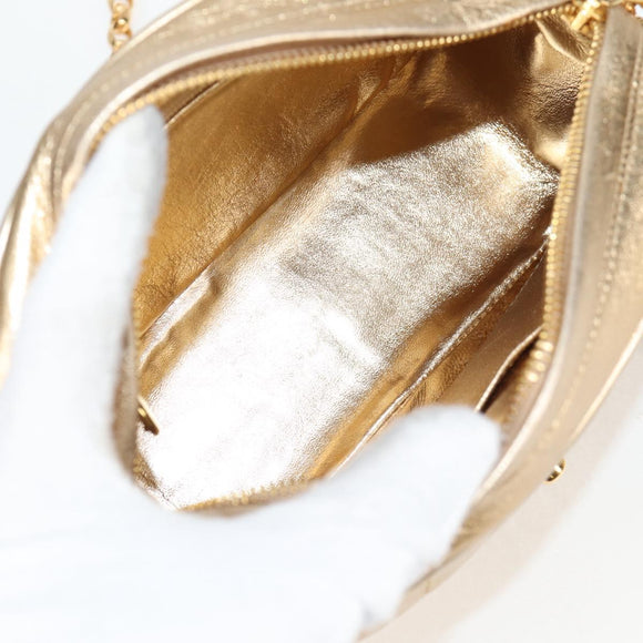 CHANEL Matelasse Chain Shoulder Bag Lamb Skin Red Gold CC Auth 134958V