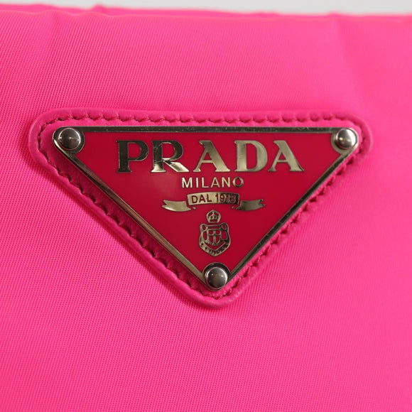 PRADA Chain Shoulder Bag Nylon Pink Silver Auth 134961M