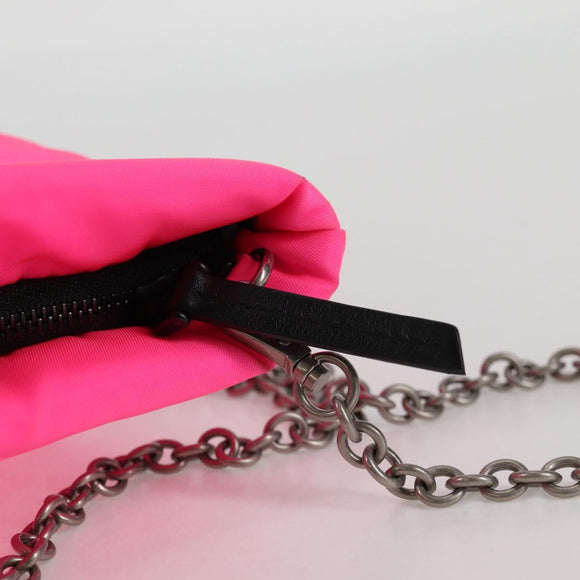 PRADA Chain Shoulder Bag Nylon Pink Silver Auth 134961M