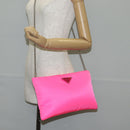 PRADA Chain Shoulder Bag Nylon Pink Silver Auth 134961M-24