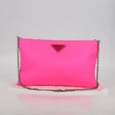 PRADA Chain Shoulder Bag Nylon Pink Silver Auth 134961M-12