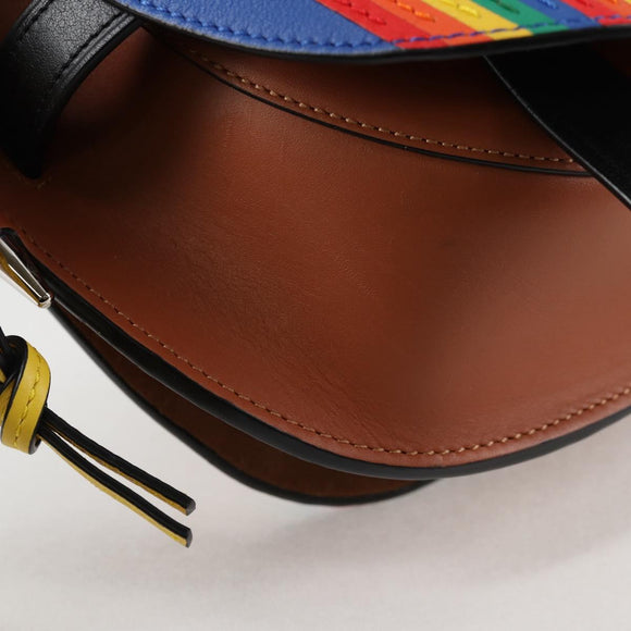 LOEWE Anagram Rainbow Gate Shoulder Bag Leather Brown Auth 134968M