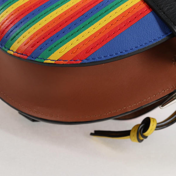 LOEWE Anagram Rainbow Gate Shoulder Bag Leather Brown Auth 134968M