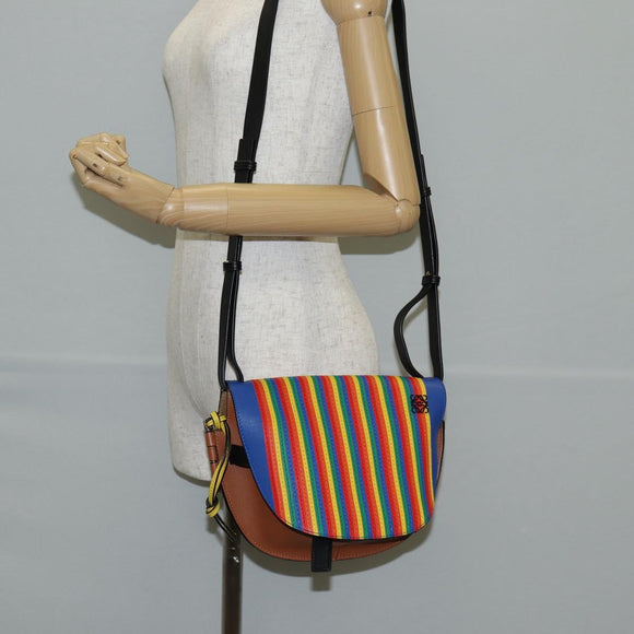 LOEWE Anagram Rainbow Gate Shoulder Bag Leather Brown Auth 134968M