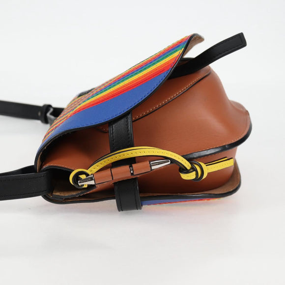 LOEWE Anagram Rainbow Gate Shoulder Bag Leather Brown Auth 134968M