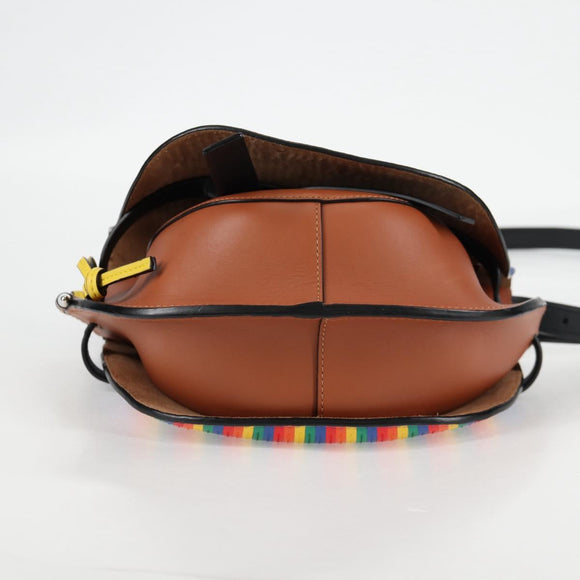 LOEWE Anagram Rainbow Gate Shoulder Bag Leather Brown Auth 134968M