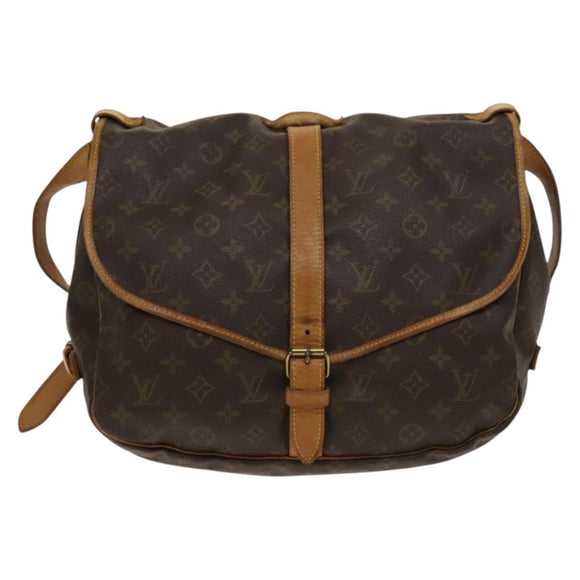 LOUIS VUITTON Monogram Saumur 35 Shoulder Bag M42254 LV Auth 134974