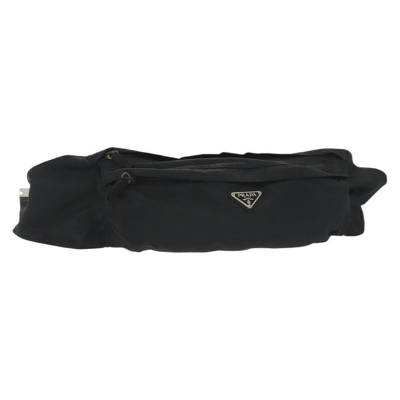 PRADA Waist bag Nylon Black Silver Auth 134983