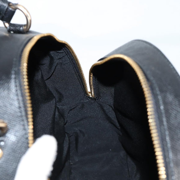 Coach Backpack Leather Gold Black Auth 134985