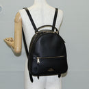 Coach Backpack Leather Gold Black Auth 134985-26