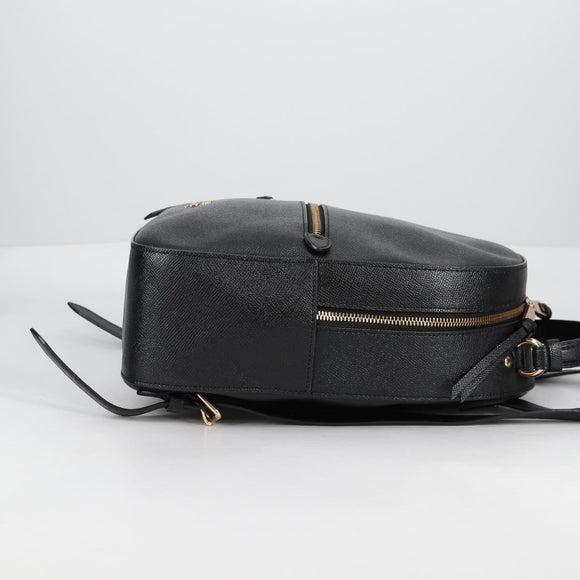 Coach Backpack Leather Gold Black Auth 134985