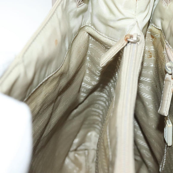 PRADA Shoulder Bag Nylon Beige Auth 134987