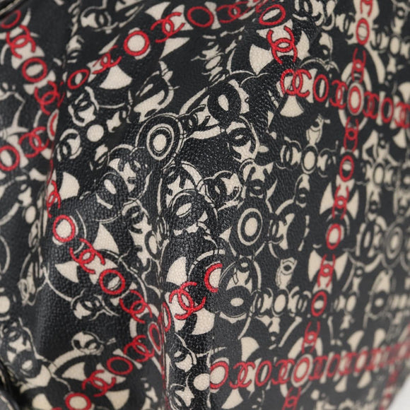 CHANEL Coco Travel Boston Bag PVC Black Silver CC Auth 134999A