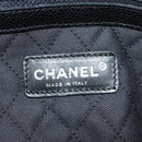 CHANEL Coco Travel Boston Bag PVC Black Silver CC Auth 134999A-17