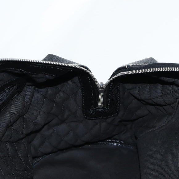 CHANEL Coco Travel Boston Bag PVC Black Silver CC Auth 134999A