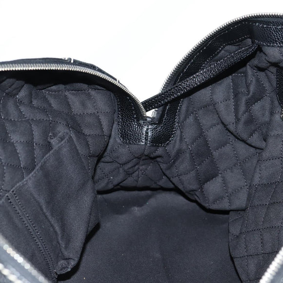 CHANEL Coco Travel Boston Bag PVC Black Silver CC Auth 134999A