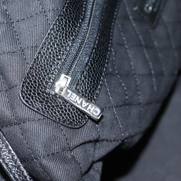 CHANEL Coco Travel Boston Bag PVC Black Silver CC Auth 134999A