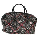 CHANEL Coco Travel Boston Bag PVC Black Silver CC Auth 134999V-1