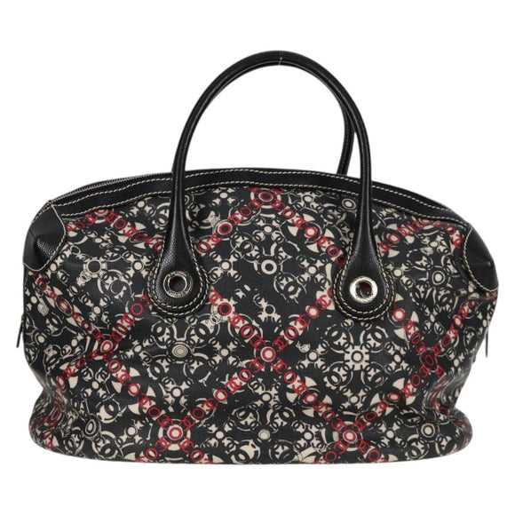 CHANEL Coco Travel Boston Bag PVC Black Silver CC Auth 134999V