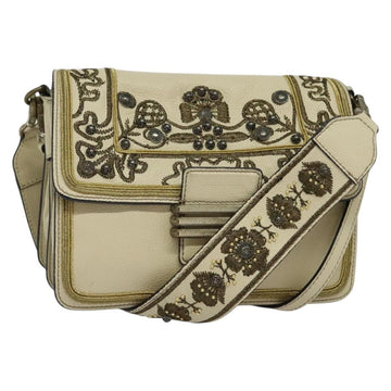 ETRO Rainbow Bag Shoulder Bag Leather Beige Auth 135001