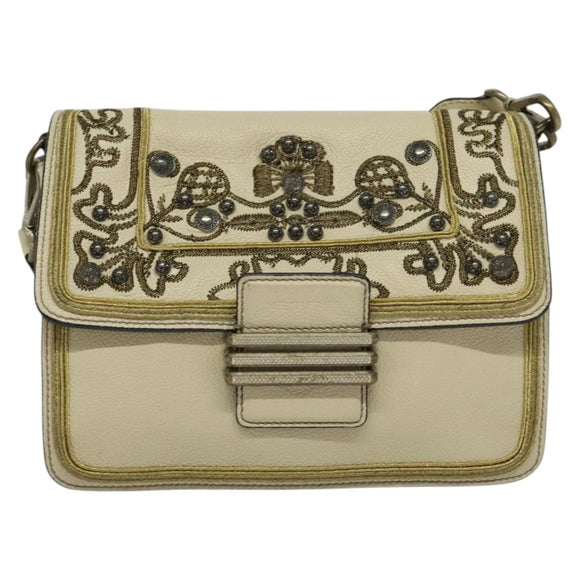 ETRO Rainbow Bag Shoulder Bag Leather Beige Auth 135001