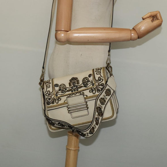 ETRO Rainbow Bag Shoulder Bag Leather Beige Auth 135001