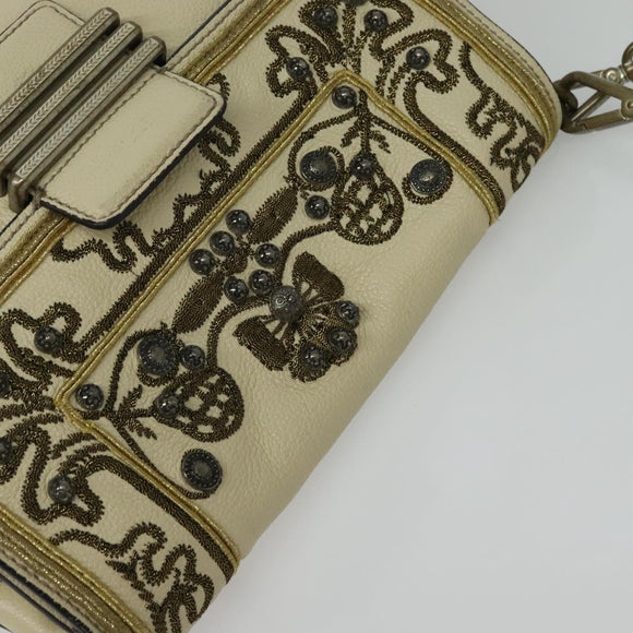 ETRO Rainbow Bag Shoulder Bag Leather Beige Auth 135001