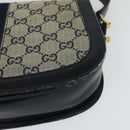 GUCCI GG Canvas Sherry Line Shoulder Bag Navy Gold Red Auth 135003-15