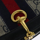 GUCCI GG Canvas Sherry Line Shoulder Bag Navy Gold Red Auth 135003-10