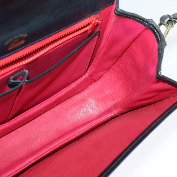 GUCCI GG Canvas Sherry Line Shoulder Bag Navy Gold Red Auth 135003