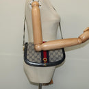 GUCCI GG Canvas Sherry Line Shoulder Bag Navy Gold Red Auth 135003-22