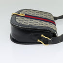GUCCI GG Canvas Sherry Line Shoulder Bag Navy Gold Red Auth 135003-4