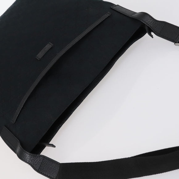 GUCCI GG Canvas Shoulder Bag Black Silver 122791 Auth 135007