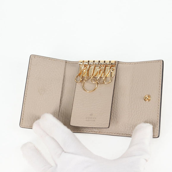 GUCCI GG Supreme Key Case PVC White Gold 456113 2149 Auth 135011AM