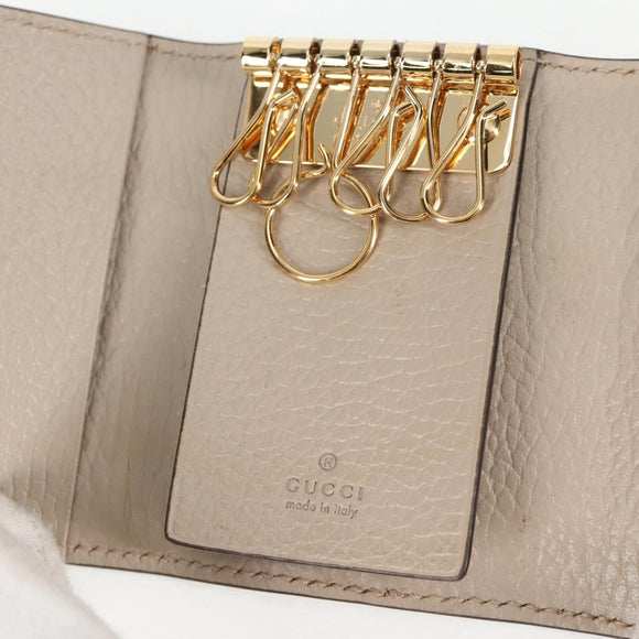 GUCCI GG Supreme Key Case PVC White Gold 456113 2149 Auth 135011AM