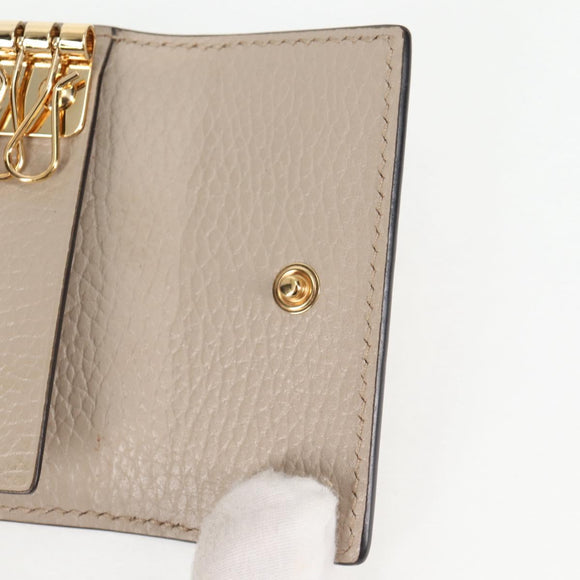 GUCCI GG Supreme Key Case PVC White Gold 456113 2149 Auth 135011AM