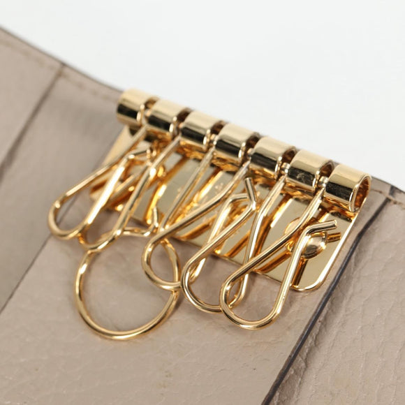 GUCCI GG Supreme Key Case PVC White Gold 456113 2149 Auth 135011AM