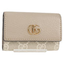 GUCCI GG Supreme Key Case PVC White Gold 456113 2149 Auth 135011AM-1