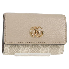 GUCCI GG Supreme Key Case PVC White Gold 456113 2149 Auth 135011AM