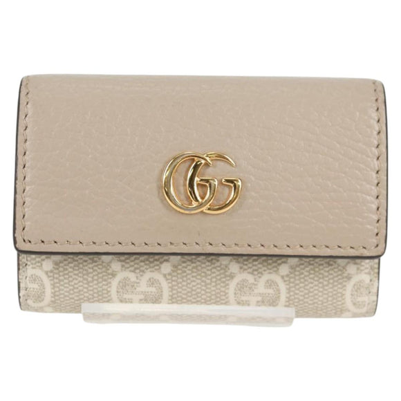 GUCCI GG Supreme Key Case PVC White Gold 456113 2149 Auth 135011M