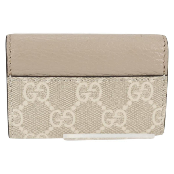 GUCCI GG Supreme Key Case PVC White Gold 456113 2149 Auth 135011M