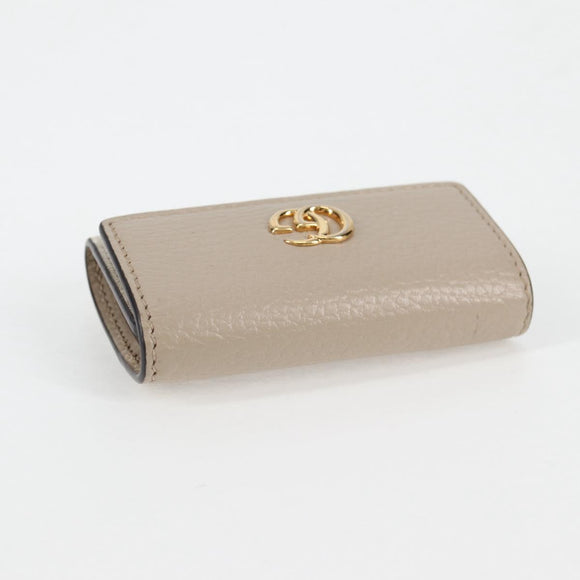 GUCCI GG Supreme Key Case PVC White Gold 456113 2149 Auth 135011M