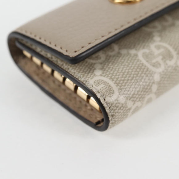 GUCCI GG Supreme Key Case PVC White Gold 456113 2149 Auth 135011AM