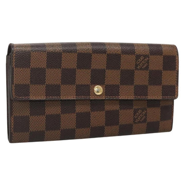 LOUIS VUITTON Damier Ebene Portefeuille Sarah Long Wallet N60491 LV Auth 135012