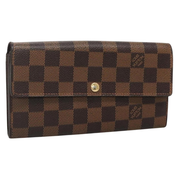 LOUIS VUITTON Damier Ebene Portefeuille Sarah Long Wallet N60491 LV Auth 135012
