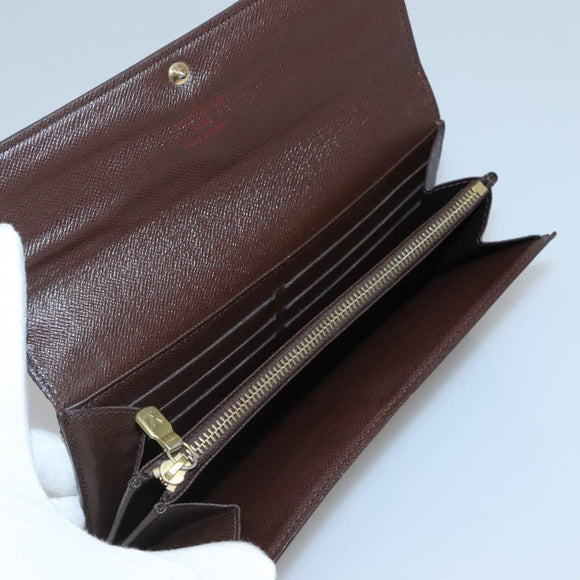 LOUIS VUITTON Damier Ebene Portefeuille Sarah Long Wallet N60491 LV Auth 135012