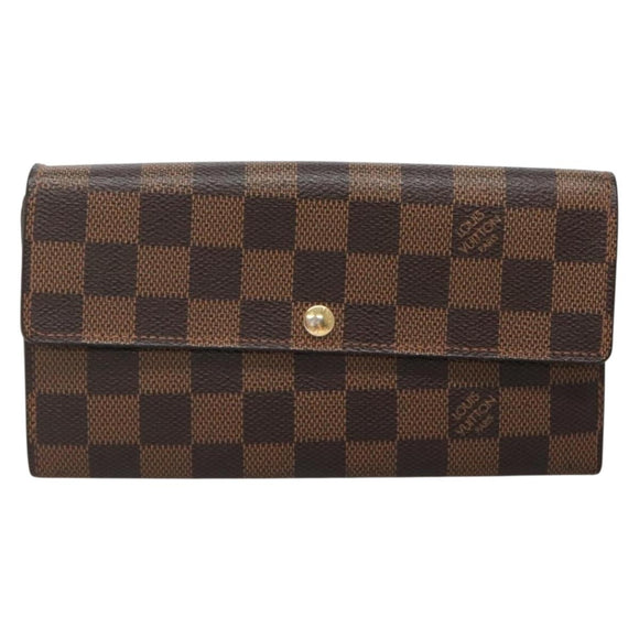 LOUIS VUITTON Damier Ebene Portefeuille Sarah Long Wallet N60491 LV Auth 135012