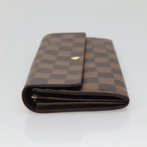 LOUIS VUITTON Damier Ebene Portefeuille Sarah Long Wallet N60491 LV Auth 135012